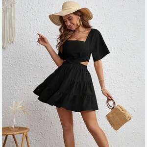 NWOT Free People Endless Summer Cross Of Sunlight Cut-Out Mini Dress Navy size M